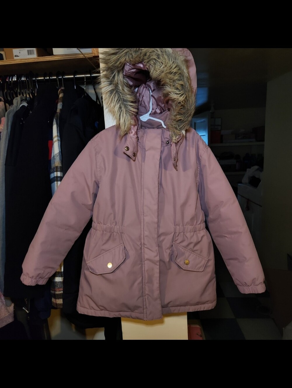 H&M Girls' Pink Faux-Fur Hooded Winter Coat